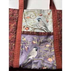 Vintage Cotton‎ Bird Tote Handmade Reversible Double Handle Cottagecore Boho